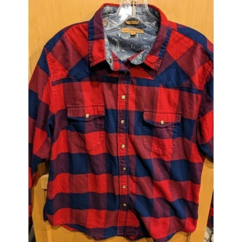 Jachs Girlfriend Women's Shirt Size Large‎ Gray Plaid Button Up Long Sleeve Fall